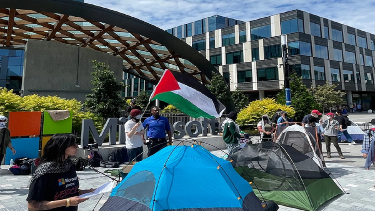 میدان فلسطین در دل مقر مایکروسافت